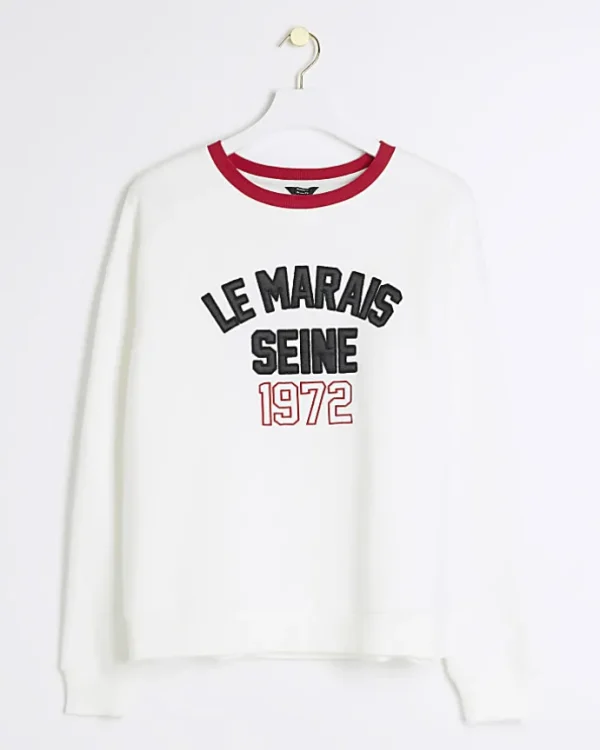 Cream embossed graphic sweatshirt