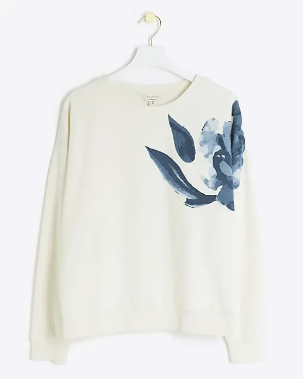 Cream floral graphic sweatshirt