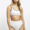 Cream high waisted crinkle bikini bottoms