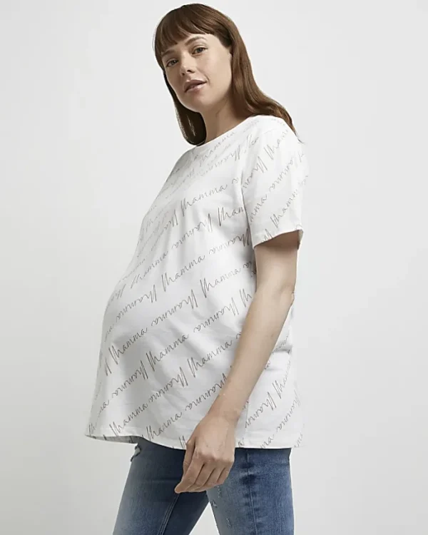 Cream maternity t-shirt and babygrow set