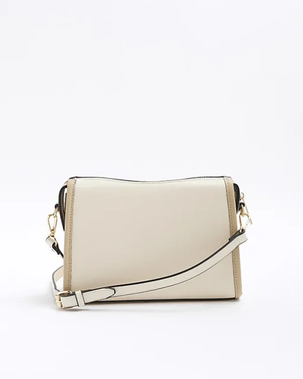 Cream RI monogram panel cross body bag