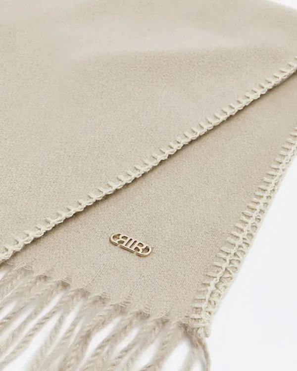 Cream stitch detail scarf