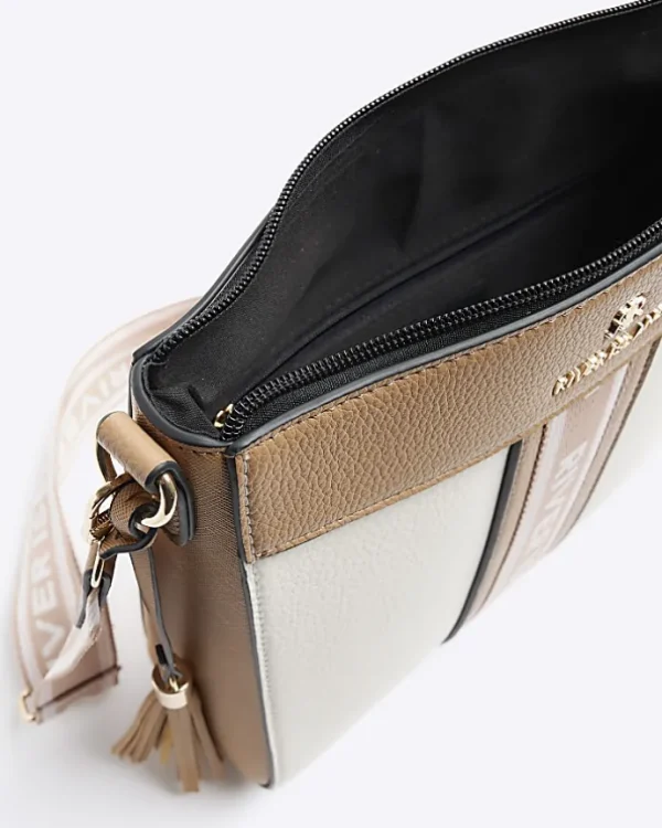 Cream webbing messenger cross body bag