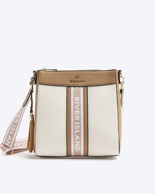 Cream webbing messenger cross body bag