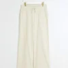 Cream wide leg joggers