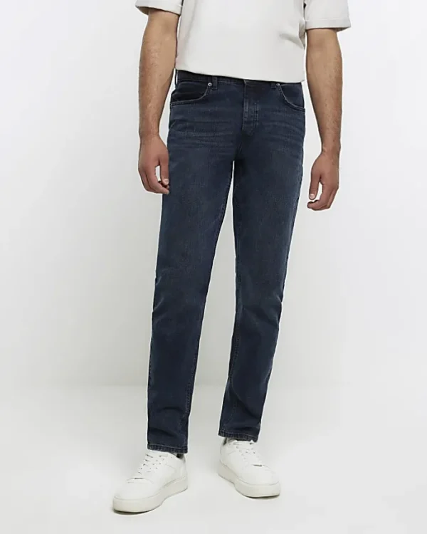 Dark blue slim fit washed jean