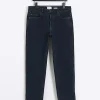 Dark blue tapered fit jeans