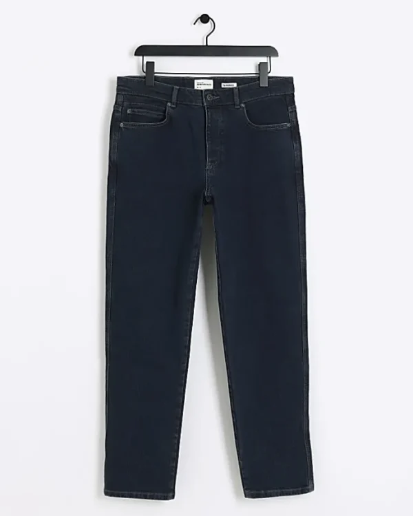 Dark blue tapered fit jeans