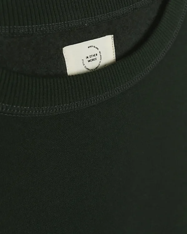 Dark green regular fit plain sweatshirt