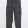 Dark grey regular fit cargo trousers