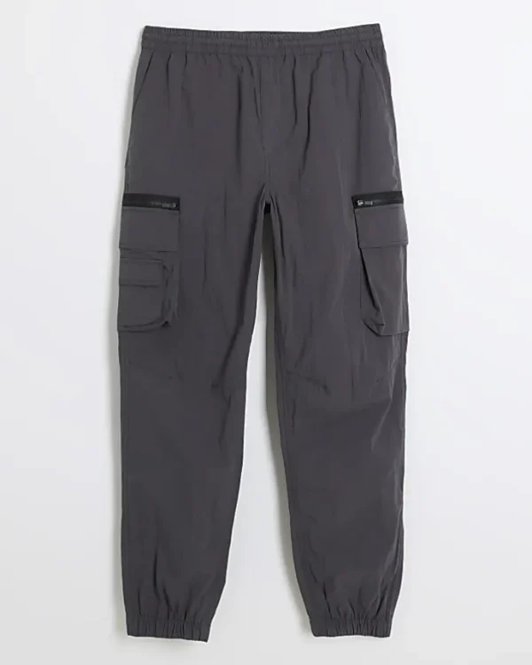 Dark grey regular fit cargo trousers