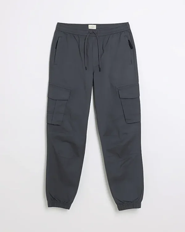 Dark grey regular fit cargo joggers