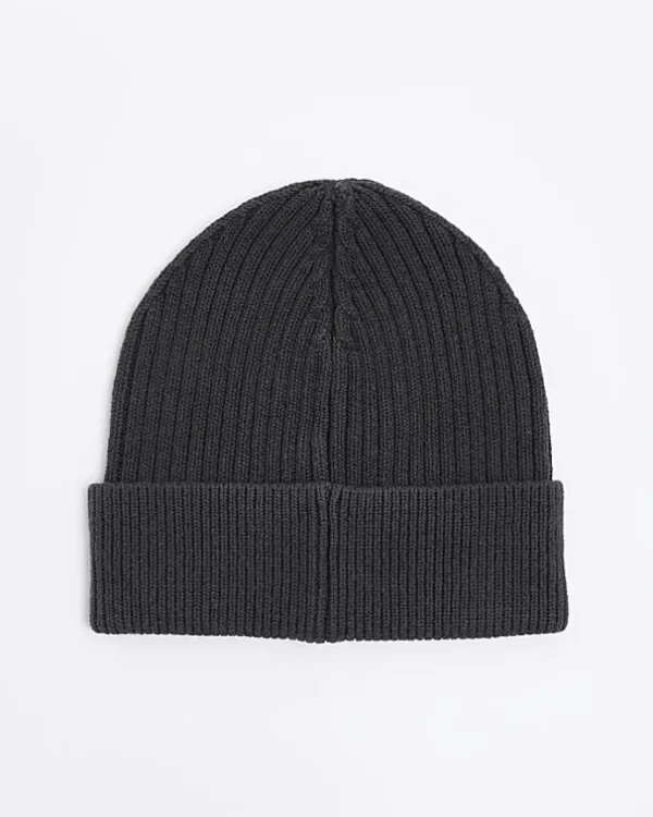 Dark grey rib beanie