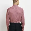 Dark pink slim fit long sleeve shirt