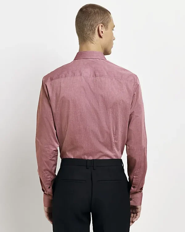 Dark pink slim fit long sleeve shirt