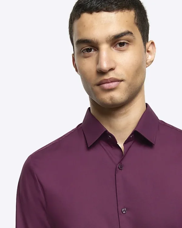 Dark purple slim fit smart shirt