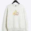 Ecru regular fit floral graphic sweatshirt