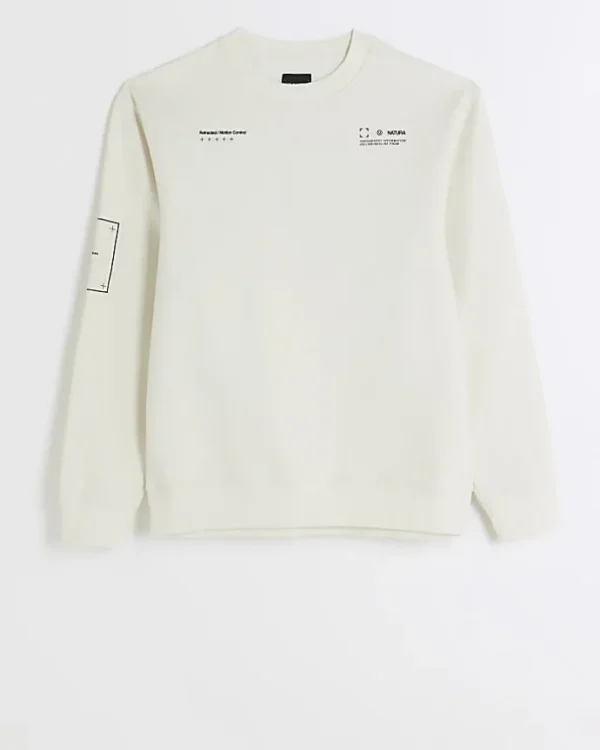 Ecru regular fit graphic patch sweatshirt