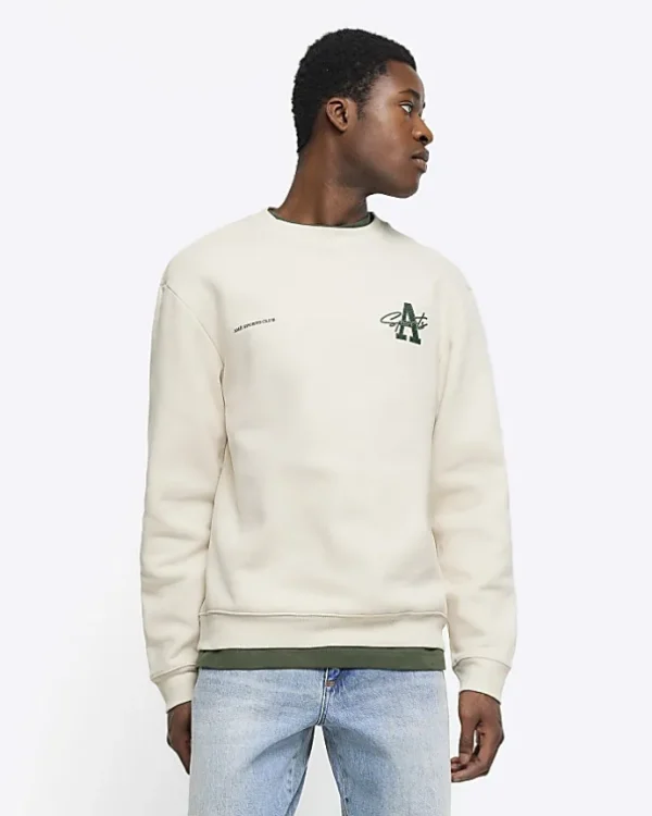 Ecru regular fit graphic Aperton sweatshirt