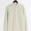 Ecru regular fit linen blend shirt