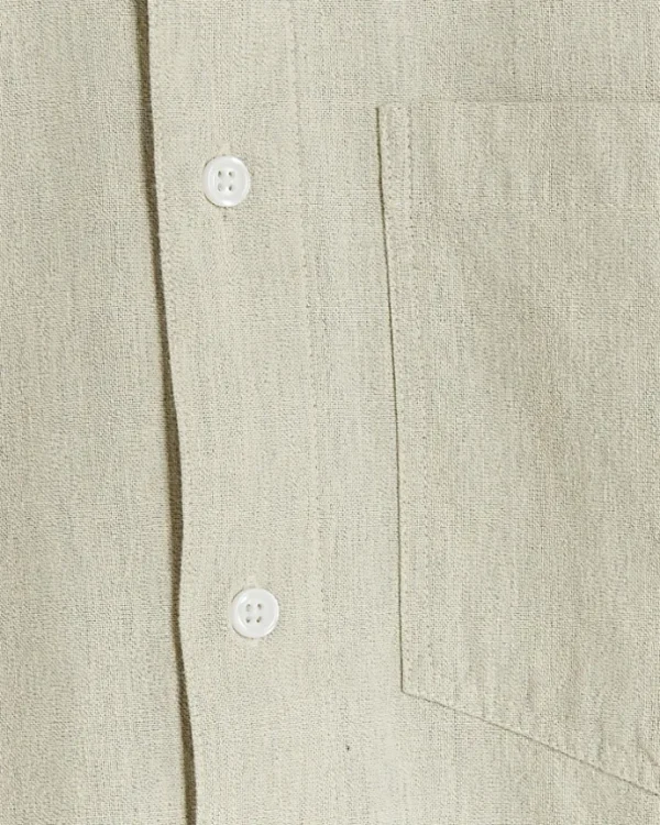 Ecru regular fit linen blend shirt