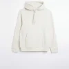 Ecru regular fit plain hoodie