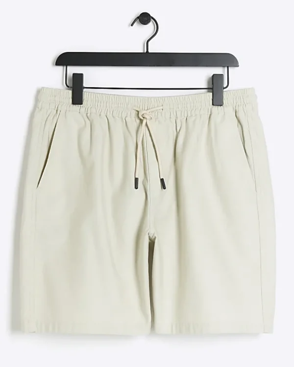 Ecru regular fit pull on shorts