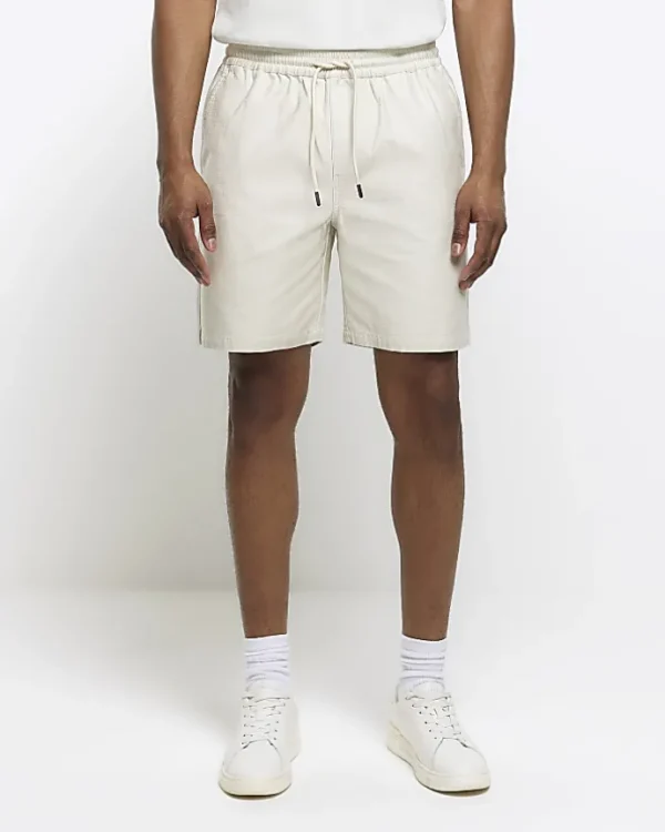 Ecru regular fit pull on shorts