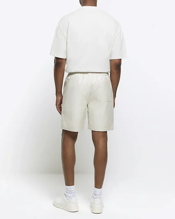 Ecru regular fit pull on shorts