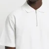 Ecru regular fit textured half zip polo