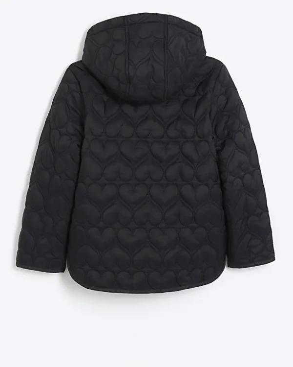 Girl black heart quilt padded coat