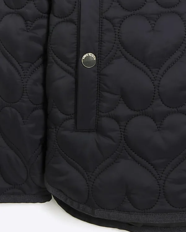 Girl black heart quilt padded coat