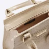 Girls beige croc embossed tote bag