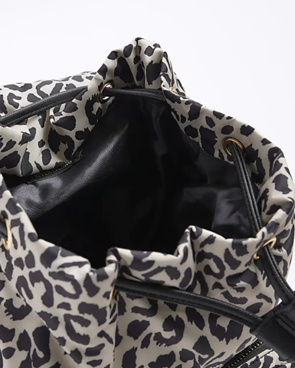 Girls Beige Leopard Utility Backpack