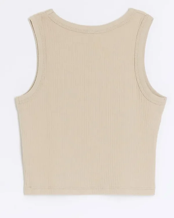 Girls beige rib tank top