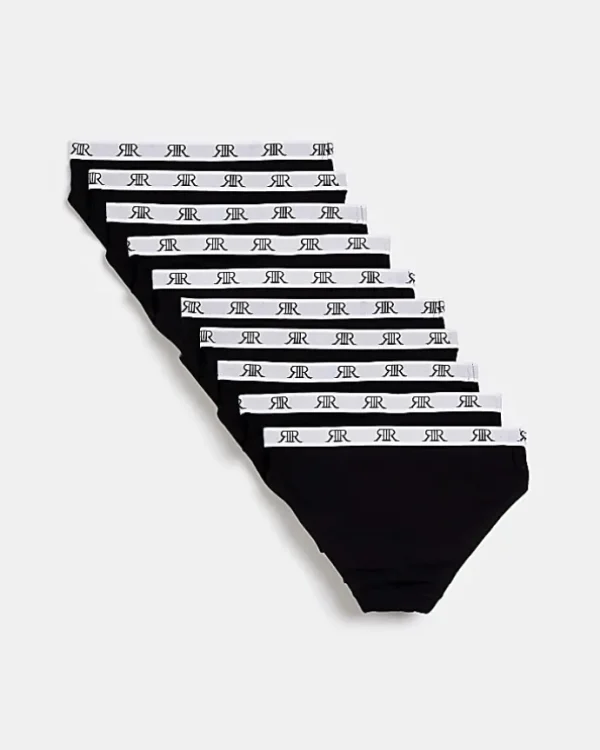 Girls Black Briefs 10 Pack