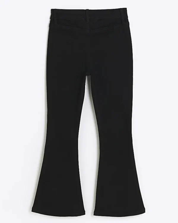 Girls Black Front Pocket Flare Jeans