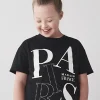 Girls black Paris graphic t-shirt