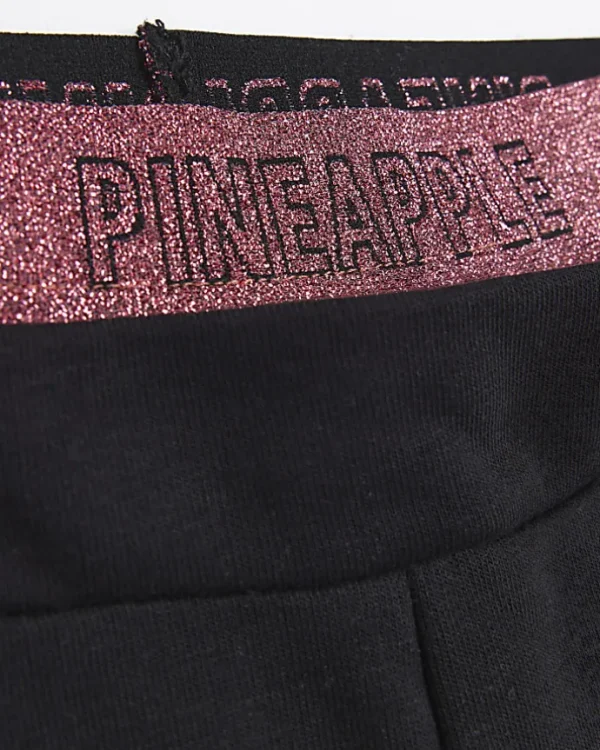 Girls Black PINEAPPLE Glitter Waist Joggers