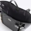 Girls black quilted bow shopper bag bundle