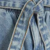 Girls blue belted paperbag jeans