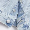 Girls blue diamante studded denim jacket