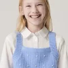 Girls Blue Embellished Knit Top and Shirt Set