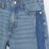 Girls blue patchwork wide leg jeans