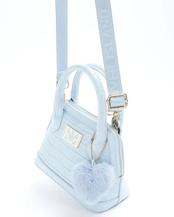 Girls blue patent croc embossed bag