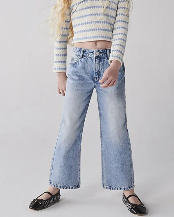 Girls blue straight fit jeans