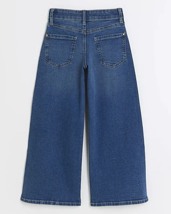 Girls blue wide leg jeans