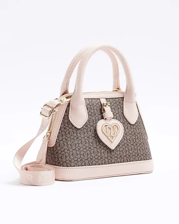 Girls brown RI floral monogram bag