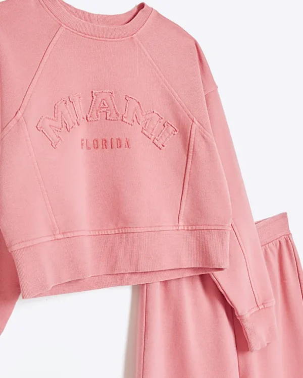 Girls coral sweatshirt and joggers set