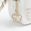 Girls cream boucle pearl cross body bag